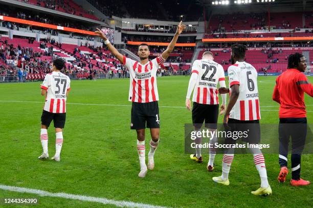 Cody Gakpo of PSV during the Dutch Eredivisie match between PSV v NEC Nijmegen at the Philips Stadium on October 30, 2022 in Eindhoven Netherlands