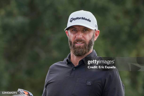 Team Captain Dustin Johnson of 4 Aces GC walks after making a putt on the second green during the team championship stroke-play round of the LIV Golf...