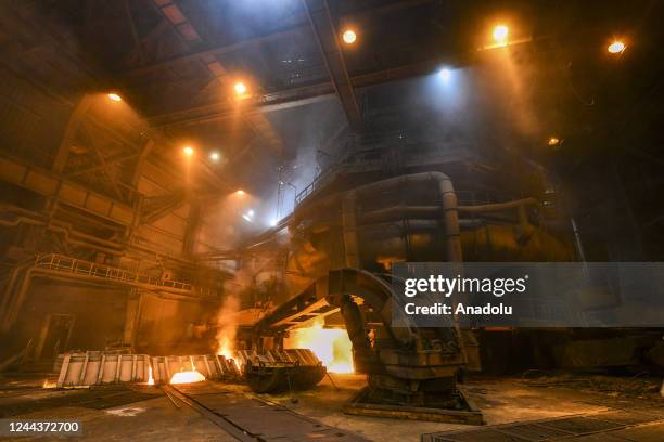 View of Magnitogorsk Iron and Steel Works , which is a Russian metallurgical plant in the city of Magnitogorsk, Chelyabinsk region on October 20,...