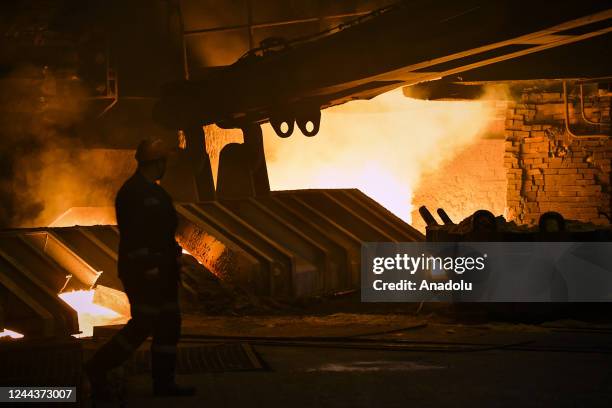 View of Magnitogorsk Iron and Steel Works , which is a Russian metallurgical plant in the city of Magnitogorsk, Chelyabinsk region on October 20,...