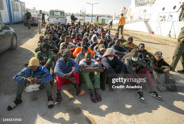 Irregular migrants are seen as operation carried out by the Tunisian National Guard against African irregular migrants who want to reach Europe...