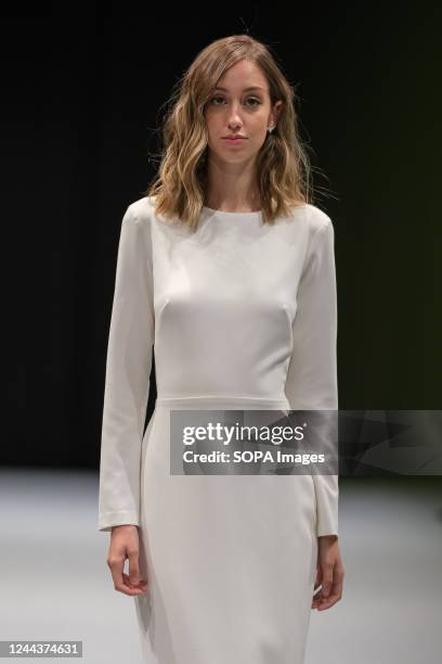 Model walks the runway at the Nicolas Montenegro fashion show during the 1001 Bodas Madrid Fashion Week at the Ifema in Madrid.