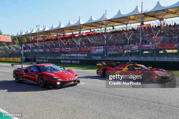 Ferrari 499P HyperCar and Ferrari 296 GT3 during the Ferrari Challenge World Finals day 2 on October 30th, 2022 at the Autodromo Enzo and Dino...
