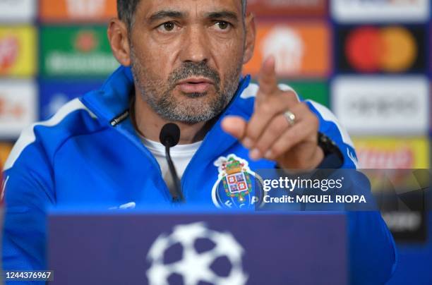 Porto's Portuguese coach Sergio Conceicao adresses a press conference at the Dragao Stadium in Porto, on October 31 on the eve of the UEFA Champions...