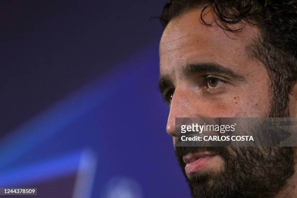 Sporting's Portuguese coach Ruben Amorim attends a press conference at Alvalade stadium in Lisbon, on October 31 on the eve of the UEFA Champions...