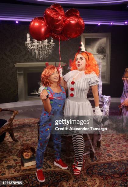 Adamari Lopez and Stephanie Himonidis are seen on the set of Telemundos Hoy Dia as they celebrate Halloween on October 31, 2022 in Doral, Florida.