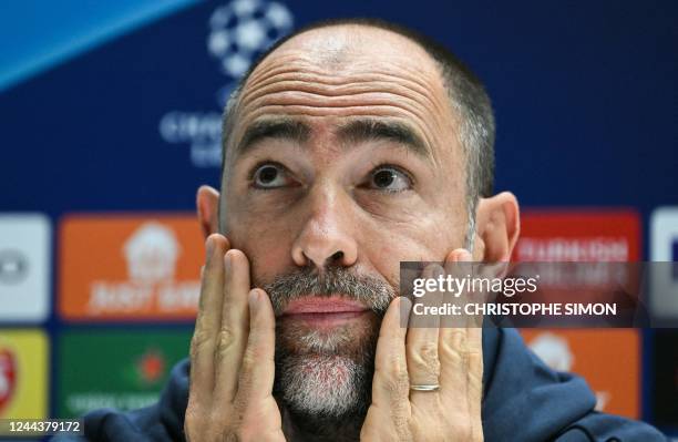 Marseille's Croatian head coach Igor Tudor reacts during a press conference at the Velodrome stadium, in Marseille, southern France, on October 31,...