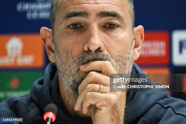 Marseille's Croatian head coach Igor Tudor reacts during a press conference at the Velodrome stadium, in Marseille, southern France, on October 31,...