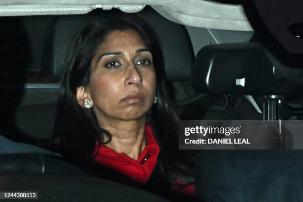 Britain's Home Secretary Suella Braverman is seen on her way to the House of Commons to make a statement on October 31, 2022 - British interior...
