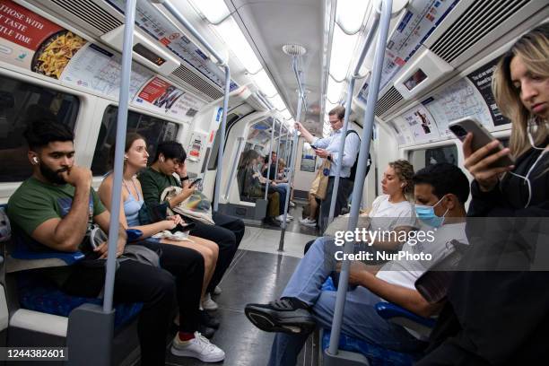 London underground subway train station with Jubilee Line and Victoria Line at Green Park station in Mayfair, city of Westminster in London, England,...