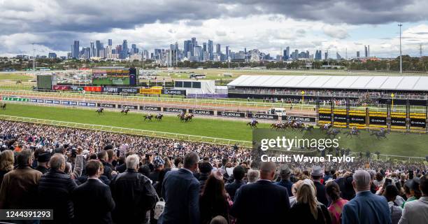 Mark Zahra rides Gold Trip to win race 7 the Lexus Melbourne Cup during 2022 Melbourne Cup Day at Flemington Racecourse on November 01, 2022 in...