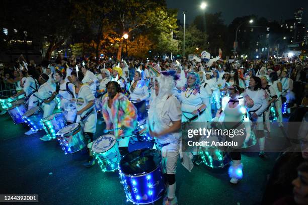 Revelers wearing different costumes attend the Halloween Parade in Lower Manhattan of New York, United States on October 31, 2022. New York City's...
