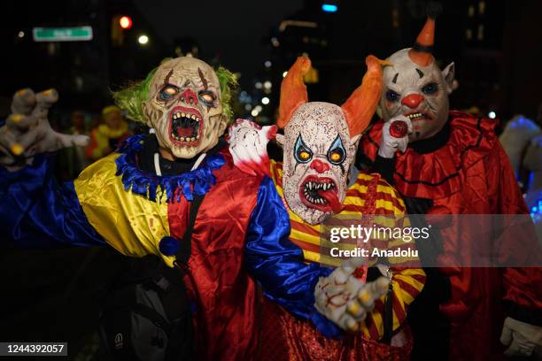 Revelers wearing different costumes attend the Halloween Parade in Lower Manhattan of New York, United States on October 31, 2022. New York City's...