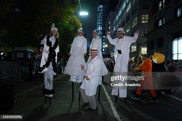 Revelers wearing different costumes attend the Halloween Parade in Lower Manhattan of New York, United States on October 31, 2022. New York City's...