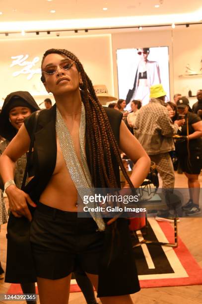 Pearl Thusi at Karl Lagerfeld Store on October 27, 2022 in Sandton City, South Africa. Karl Lagerfeld is an international fashion icon with his...