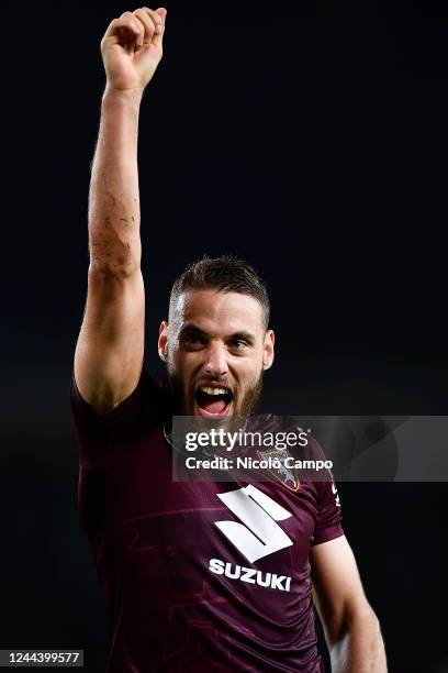 Nikola Vlasic of Torino FC celebrates the victory at the end of the Serie A football match between Torino FC and AC Milan. Torino FC won 2-1 over AC...