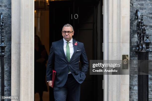 Secretary of State for Foreign, Commonwealth and Development Affairs James Cleverly leaves 10 Downing Street after attending the weekly cabinet...