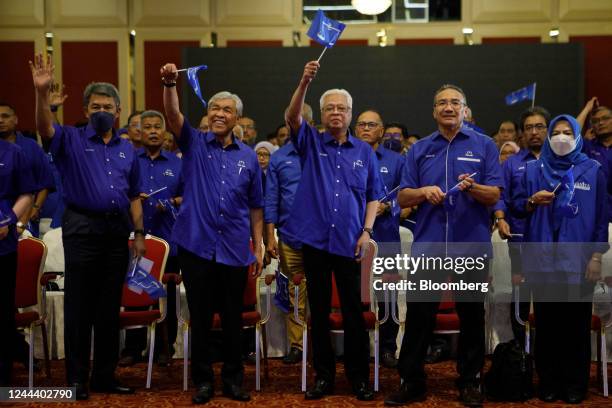 Mohamad Hasan, deputy president of the United Malays National Organisation, Ahmad Zahid Hamidi, president of the United Malays National Organization,...