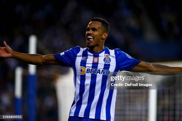 Stephen Eustaquio of FC Porto celebrates after scoring his team's second goal during the UEFA Champions League group B match between FC Porto and...