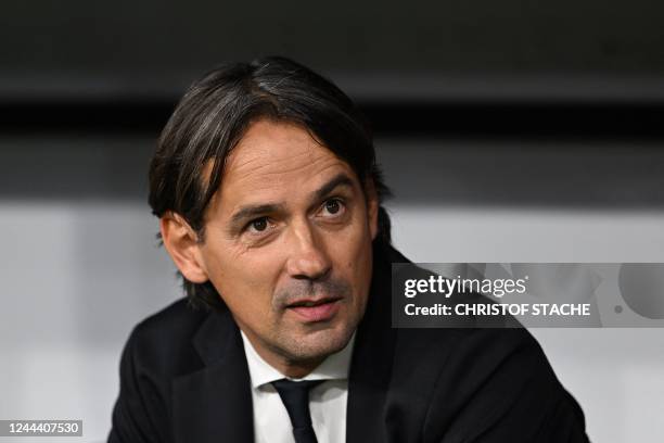 Inter Milan's Italian head coach Simone Inzaghi is pictured ahead of the start of the UEFA Champions League Group C football match FC Bayern Munich v...