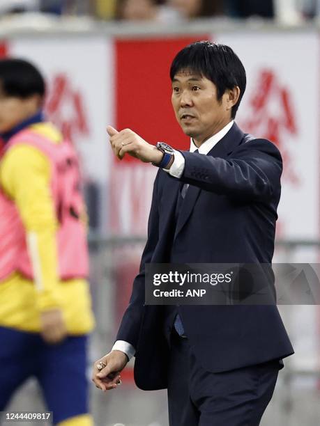 Japan coach Hajime Moriyasu during the international friendly between Japan and Ecuador at the Dusseldorf Arena on September 27, 2022 in Dusseldorf,...