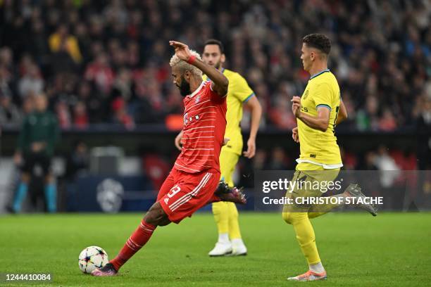 Bayern Munich's Cameroonian forward Eric Maxim Choupo-Moting scores the 2-0 goal during the UEFA Champions League Group C football match FC Bayern...