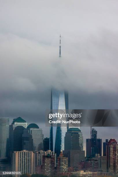 View on lower Manhattan skyline and One World Trade Center in New York, United States, on October 25, 2022.