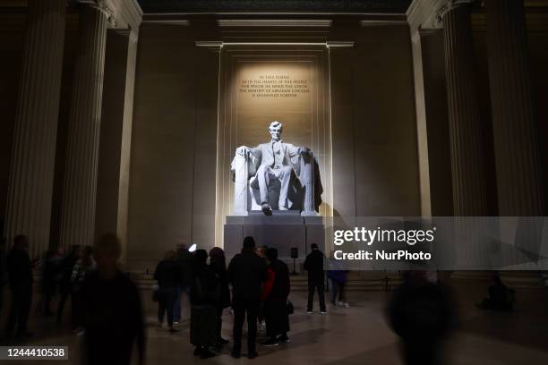 Statue of Abraham Lincoln is seen in the Lincoln Memorial in Washington DC on October 20, 2022.