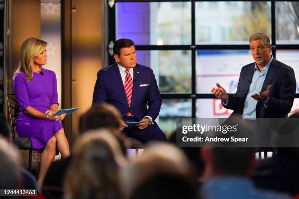 Democratic Senate nominee Rep. Tim Ryan speaks at a townhall-style debate hosted by Bret Baier and Martha MacCallum of Fox News at The Fives on...