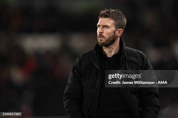 Michael Carrick the manager / head coach of Middlesbrough during the Sky Bet Championship between Hull City and Middlesbrough at MKM Stadium on...