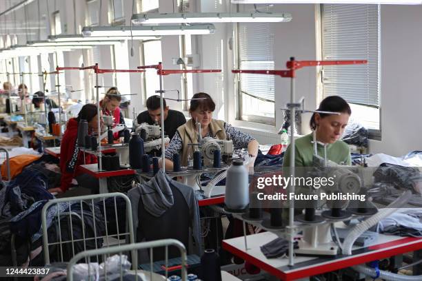 Employees are seen at work at the HRT Textiles Ivano-Frankivsk garment factory, Ivano-Frankivsk, western Ukraine.