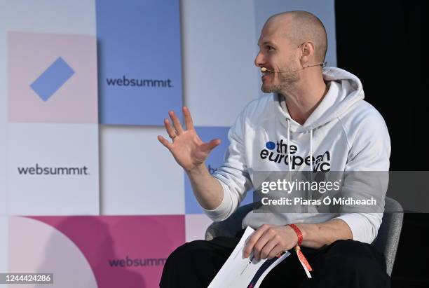 Lisbon , Portugal - 2 November 2022; Andreas Munk Holm, Founder, The European VC, on Venture stage during day one of Web Summit 2022 at the Altice...