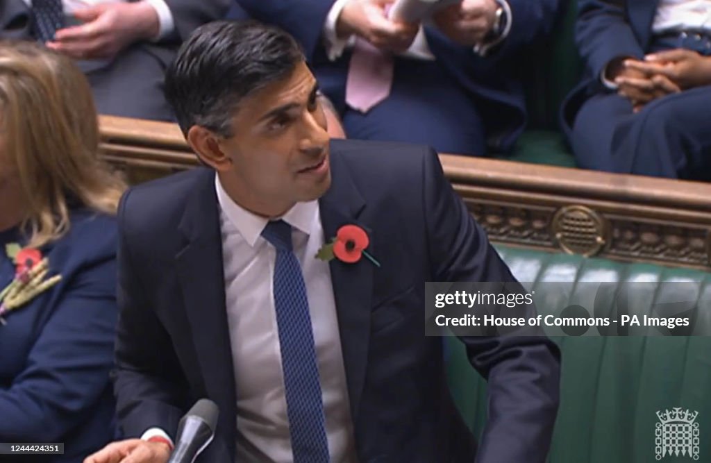 Prime Questions Prime Minister Rishi Sunak speaks during Prime Minister's Questions ...
