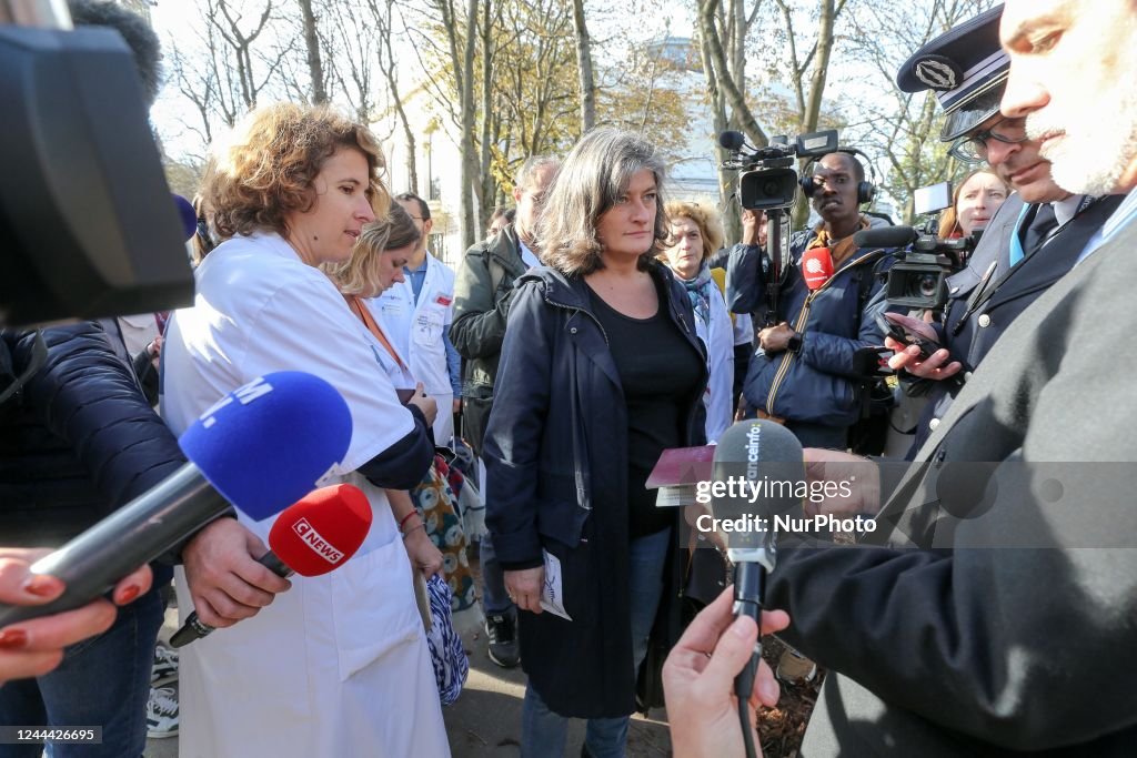French Paediatric Healthcare Workers Walk To The Elysee Palace