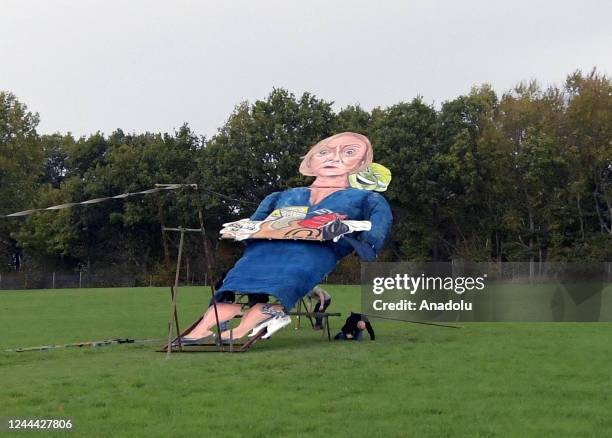 The 11-meter effigy of Liz Truss was unveiled today the Edenbridge bonfire society by and will go up in flames on bonfire night on Saturday the 5 of...