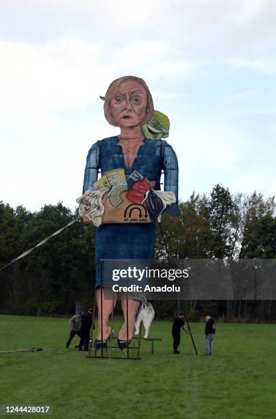 The 11-meter effigy of Liz Truss was unveiled today the Edenbridge bonfire society by and will go up in flames on bonfire night on Saturday the 5 of...