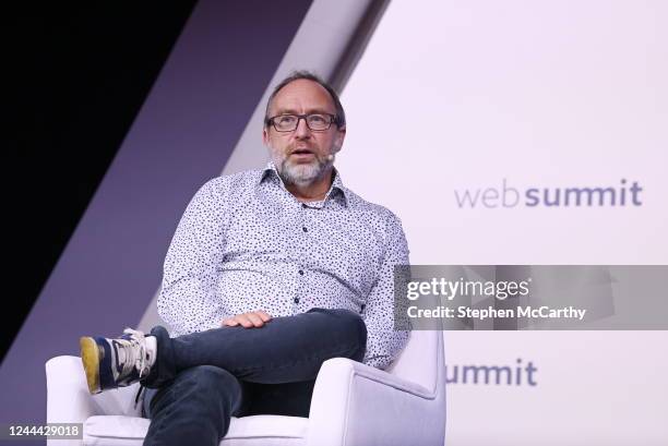 Lisbon , Portugal - 2 November 2022; Jimmy Wales, Founder, Wikipedia, on creatiff stage during day one of Web Summit 2022 at the Altice Arena in...