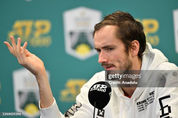 Daniil Medvedev of Russia speaks during a press conference after the men's single match against Alex De Minaur of Australia at the ATP World Tour...