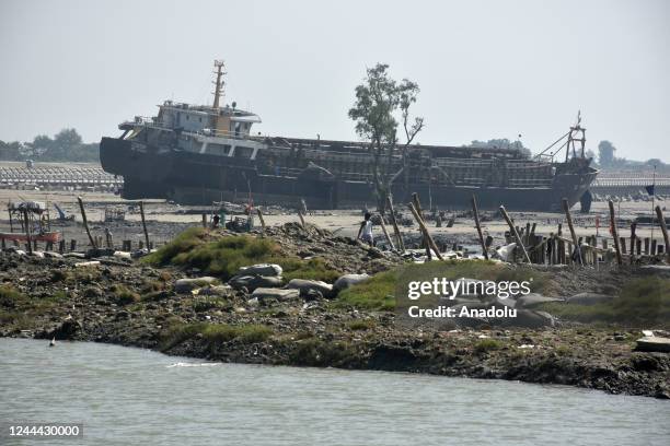 View of damage in Patenga Coastal area as people have yet to return to normal after Cyclone Sitrang hit the seashore of Chittagong, Bangladesh on...