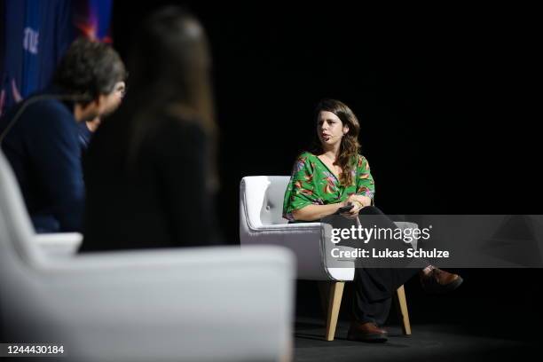 Lisbon , Portugal - 2 November 2022; Juliana Causin, Editor, Época Negócios, at Startup University Stage during day one of Web Summit 2022 at the...