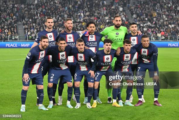 Team picture of Paris Saint-Germain FC during the UEFA Champions League Group H match between Juventus and Paris Saint-Germain at Juventus Stadium on...