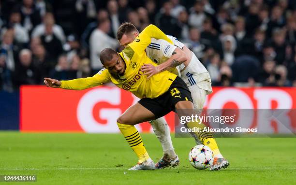 Donyell Malen of Borussia Dortmund in action during the Champions League match between FC Copenhagen and Borussia Dortmund at Parken Stadium on...