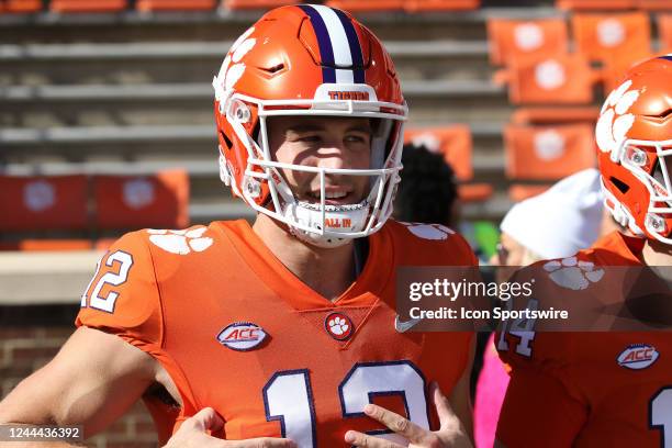 Clemson Tigers quarterback Hunter Johnson during a college football game between the Syracuse Orange and the Clemson Tigers on October 22 at Clemson...