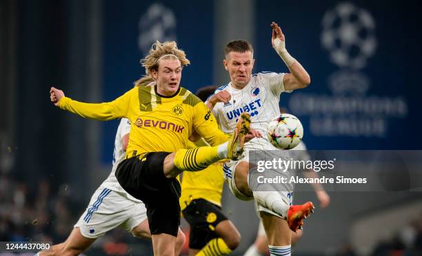 Julian Brandt of Borussia Dortmund in action during the Champions League match between FC Copenhagen and Borussia Dortmund at Parken Stadium on...