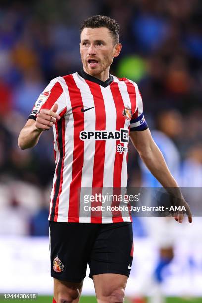 Corry Evans of Sunderland during the Sky Bet Championship between Huddersfield Town and Sunderland at John Smith's Stadium on November 2, 2022 in...