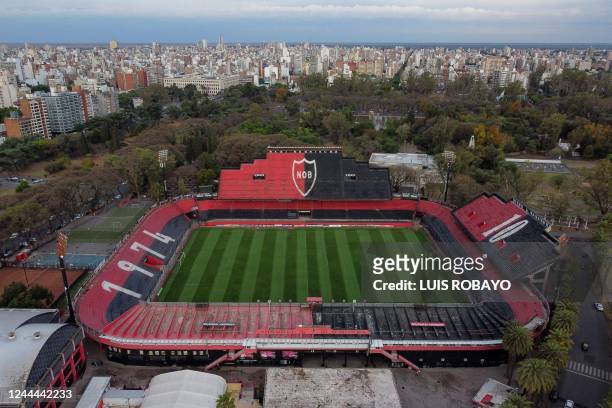 Aerial view of Coloso Del Parque Marcelo Bielsa stadium, home of Newell's Old Boys football club, in Rosario, Argentina, taken on October 20, 2022. -...