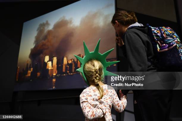 Visitors at the National 9/11 Memorial And Museum in New York City, United States on October 23, 2022. The memorial is located at the World Trade...