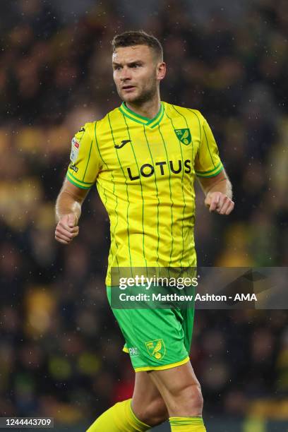 Ben Gibson of Norwich City during the Sky Bet Championship between Norwich City and Queens Park Rangers at Carrow Road on November 2, 2022 in...