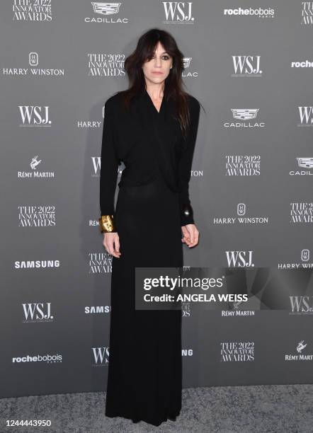 British-French actress and singer Charlotte Gainsbourg arrives for the Wall Street Journal Magazine 2022 Innovator awards at the Museum of Modern Art...