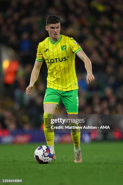 Sam Byram of Norwich City during the Sky Bet Championship between Norwich City and Queens Park Rangers at Carrow Road on November 2, 2022 in Norwich,...